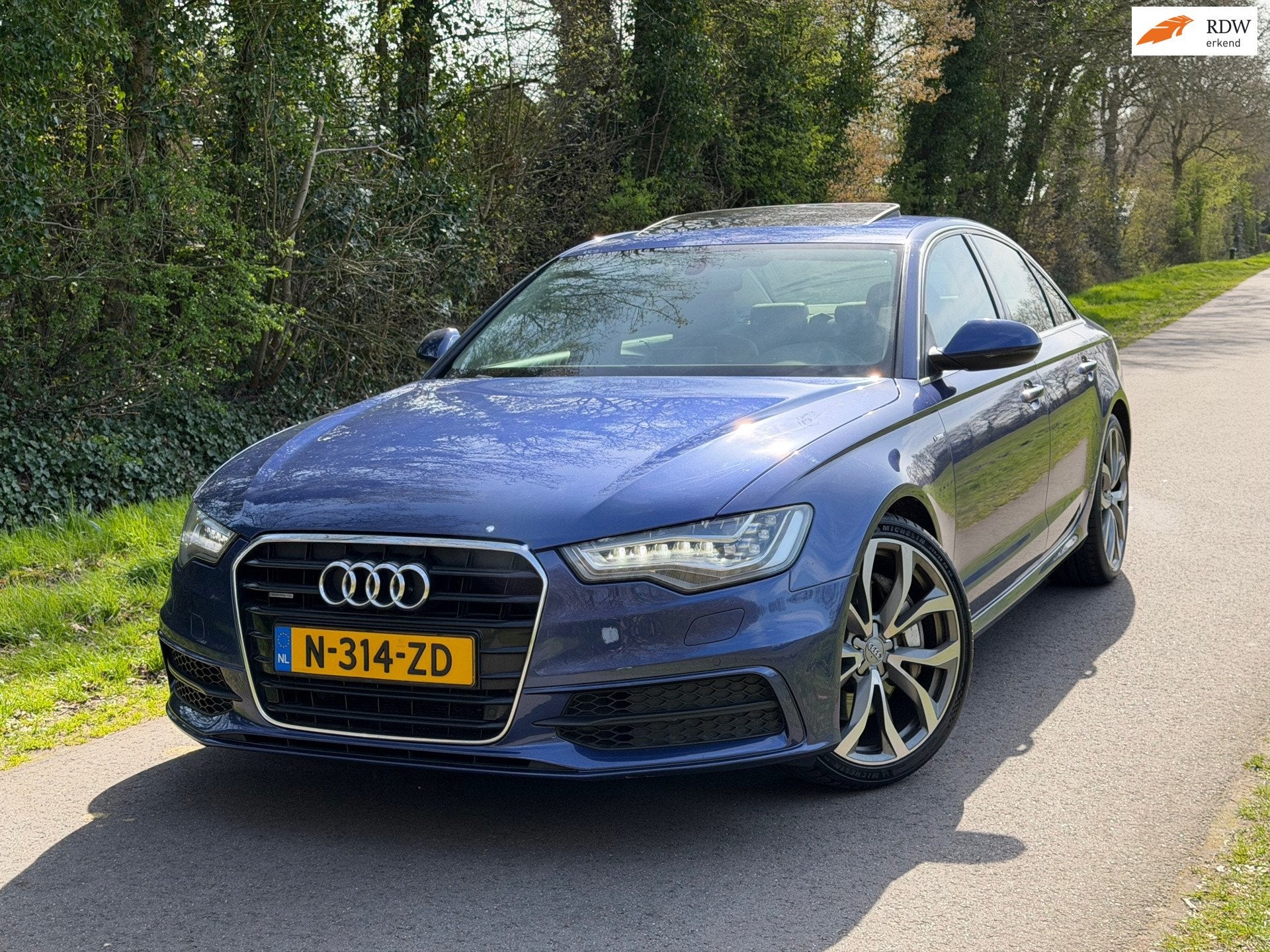Audi A6 3.0 TFSI quattro Pro Line | Schuif/kanteldak + Leder, Auto's, Automaat, Gebruikt, 2995 cc, Blauw