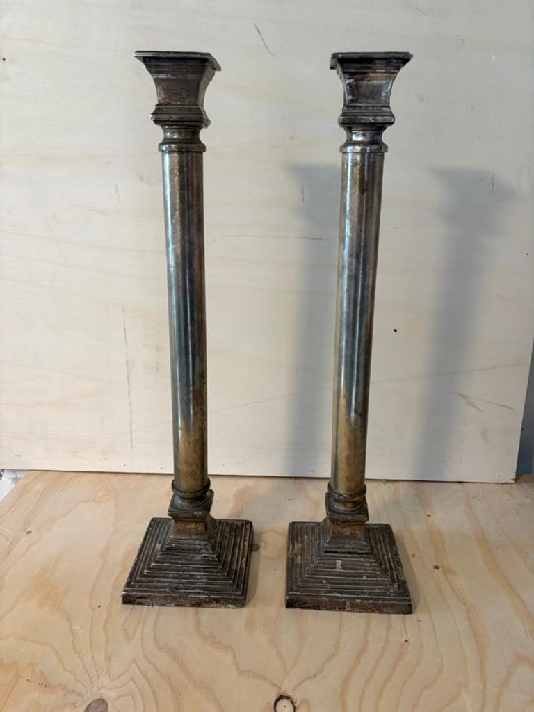 Antieke Bronzen Kandelaars - 19e Eeuw - 55 cm, Antiek en Kunst, Antiek | Kandelaars, Ophalen of Verzenden, Koper of Brons