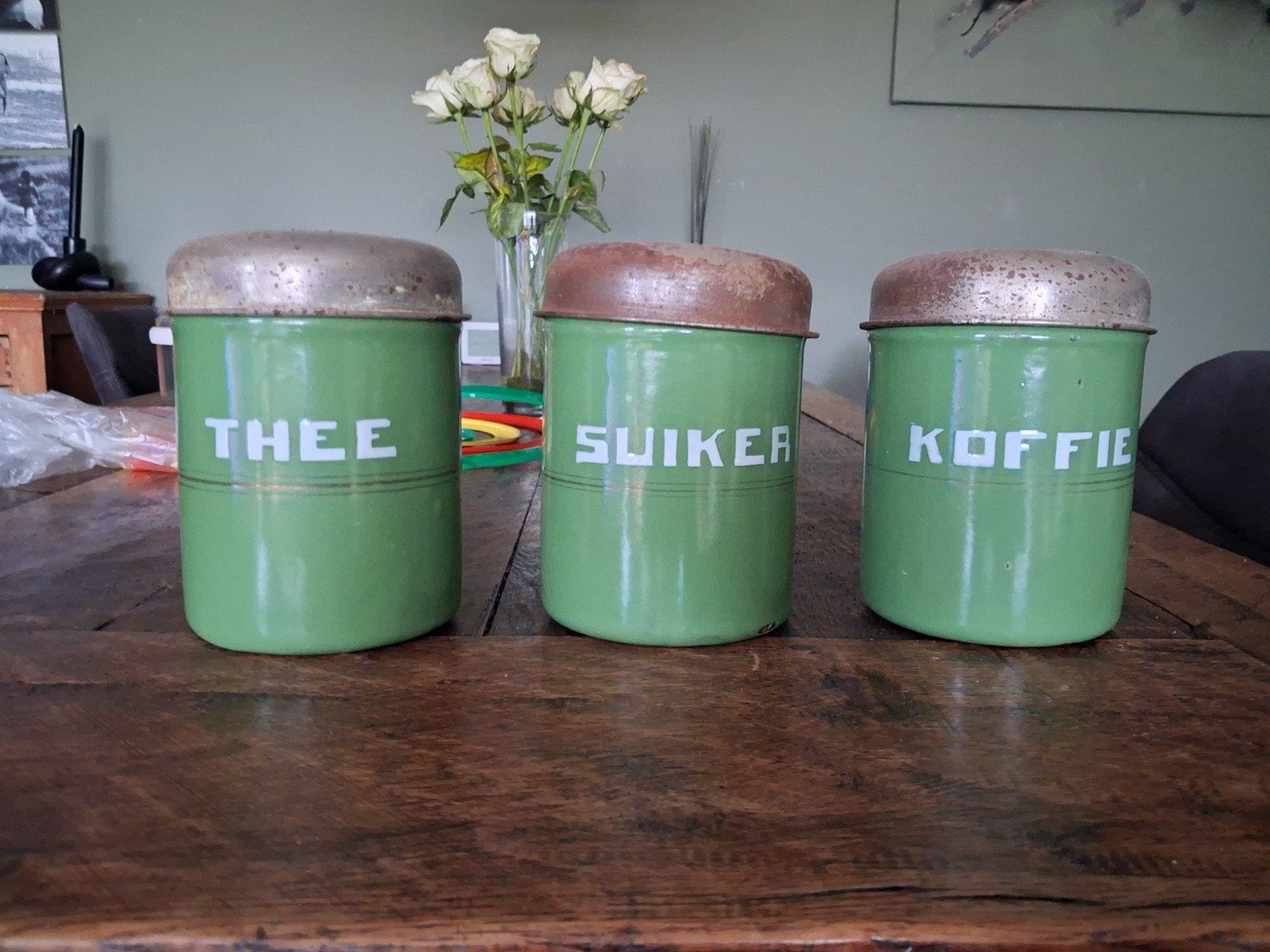 3 antieke vintage vooraadbussen, Ophalen of Verzenden