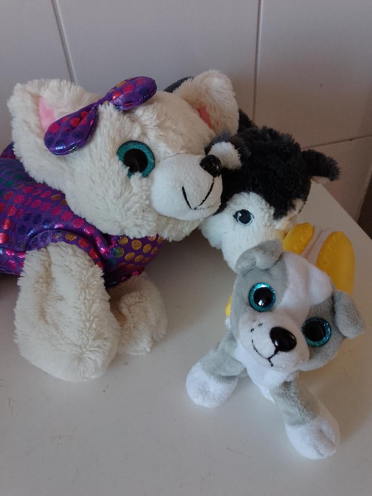 Groot wit pluche hondje in glittertas (30 cm) Toi-Toys NIEUW, Overige merken, Zo goed als nieuw, Wasbaar, Middelgroot (20 tot 80 cm)