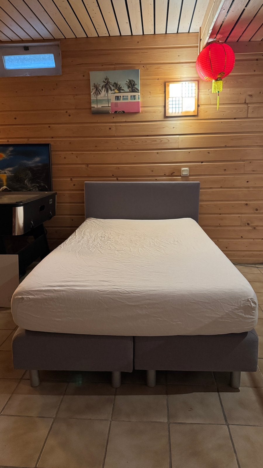 Twijfelaar Boxspring 120x200 Beter Bed Lichtgrijs, Ophalen, Gebruikt, 190 cm of minder, Twijfelaar