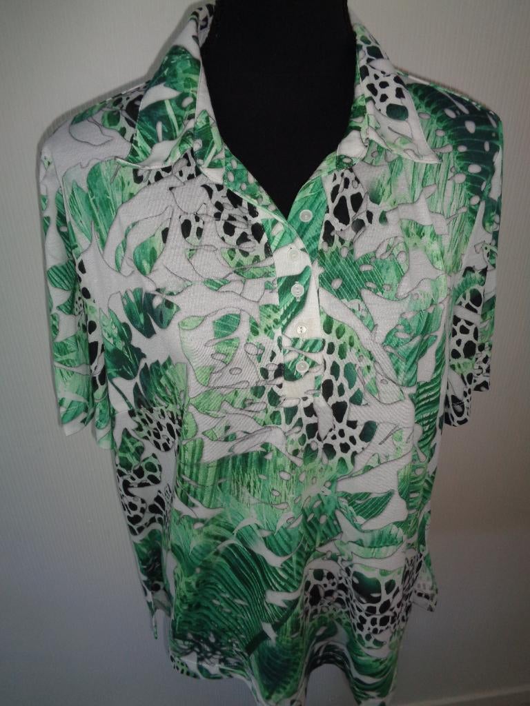 sensia maat 50 valt als 48 oksel tot oksel 60 cm, Kleding | Dames, Maat 46/48 (XL) of groter, Zo goed als nieuw, Korte mouw, Groen