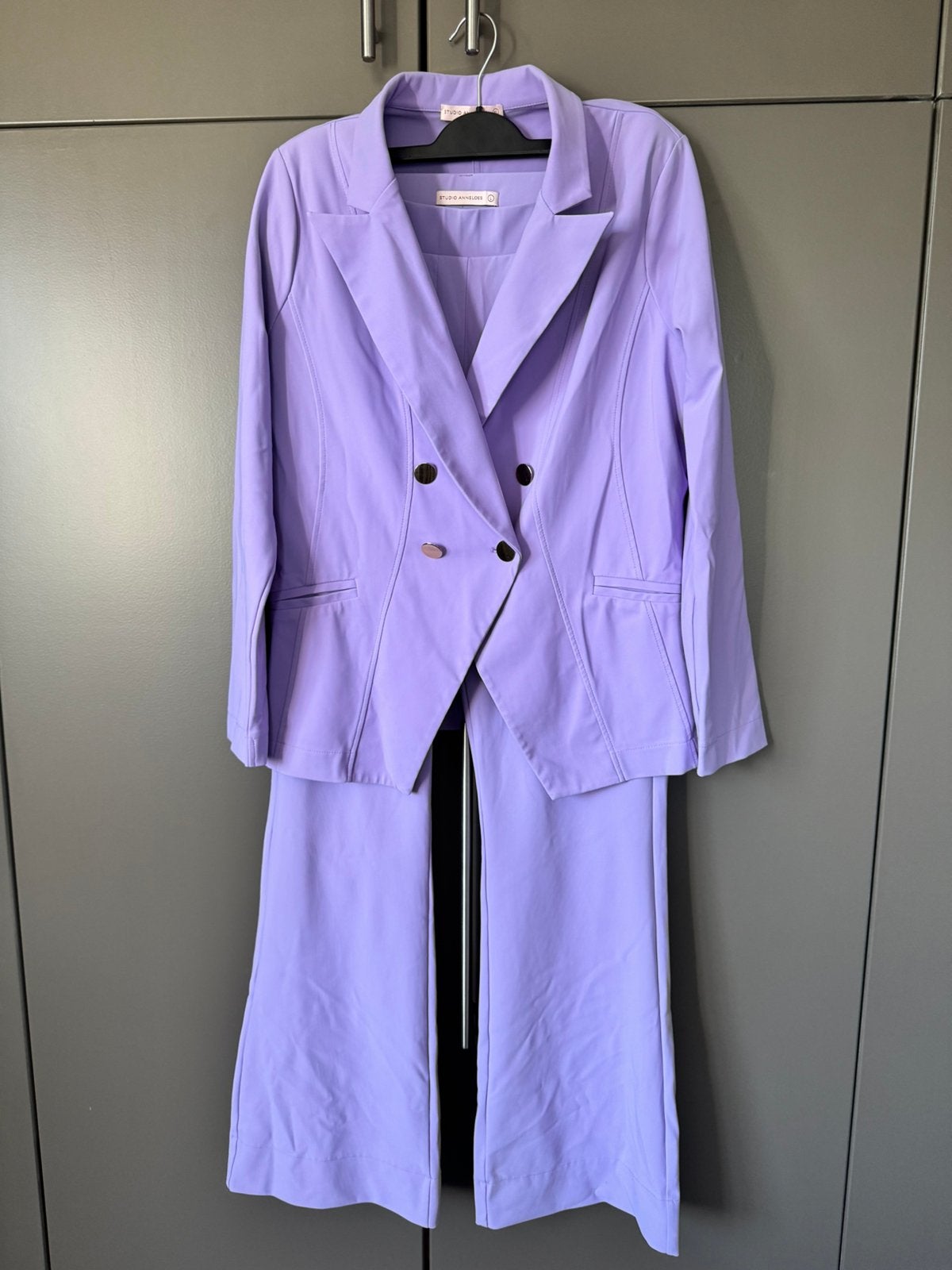 Studio Anneloes blazer en flair broek maat L/ XL, Kostuum of Pak, Verzenden, Paars, Maat 46/48 (XL) of groter