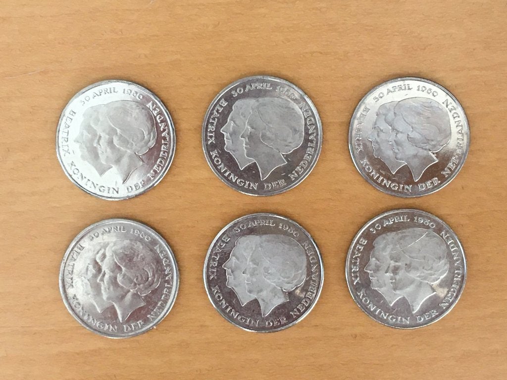 6 Guldens Troonswisseling Juliana - Beatrix 1980, Ophalen of Verzenden, Koningin Beatrix, 1 gulden, Losse munt