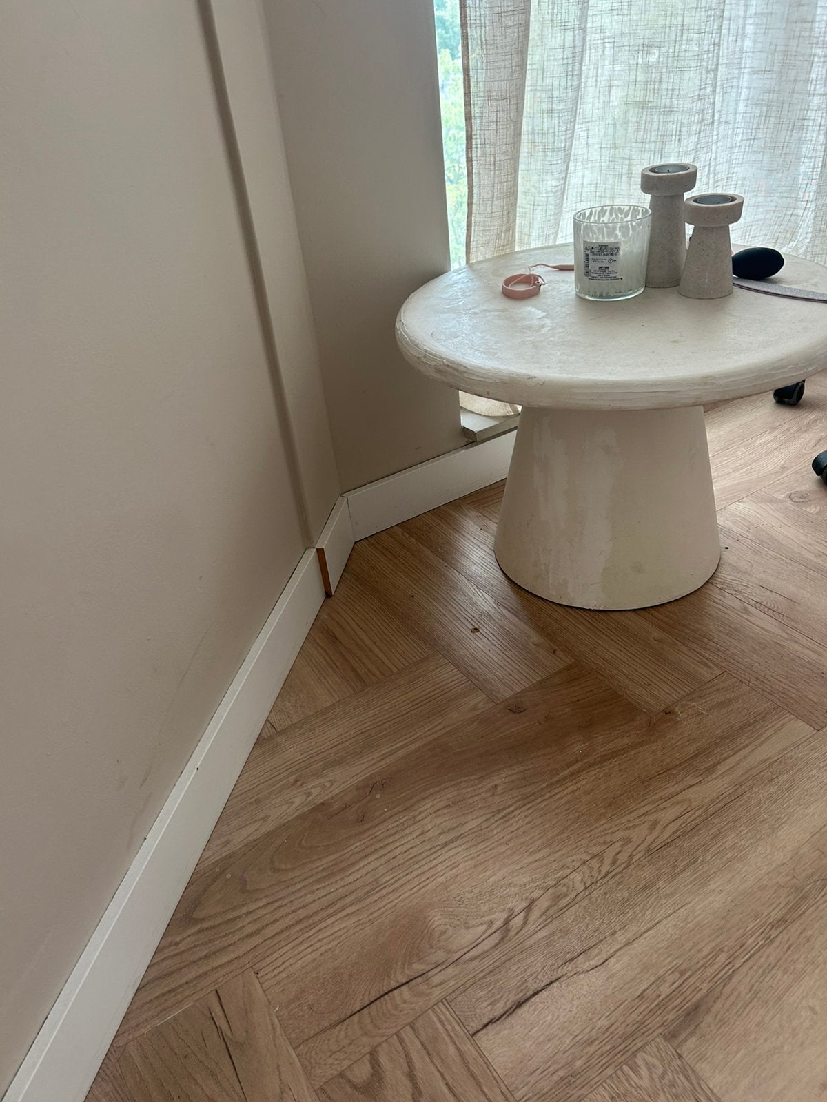Ronde sidetable/ Salontafel voor binnen of buiten, Ophalen, Zo goed als nieuw, Laminaat