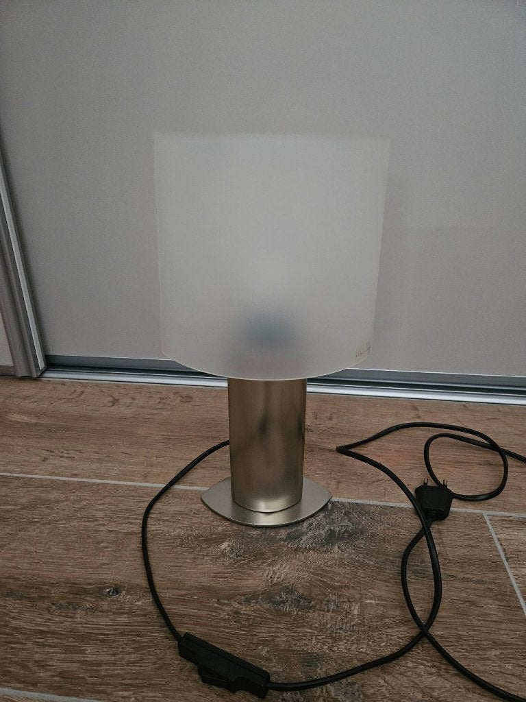 designlamp, rvs-voet. Werkt nog prima, nieuwstaat, Gloeilamp, E27 (groot), Zo goed als nieuw, Overige merken