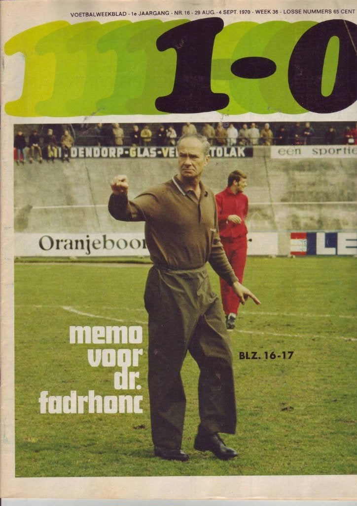 1-0 voetbaltijdschrift 16-8-1970 PSV DWS AZ '67 Feyenoord, Verzenden, Gebruikt, Overige binnenlandse clubs, Boek of Tijdschrift