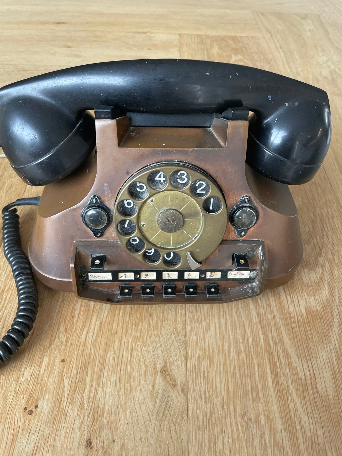Vintage Telefoon met Draaischijf - Koperkleurig, Ophalen, Gebruikt, Met draaischijf