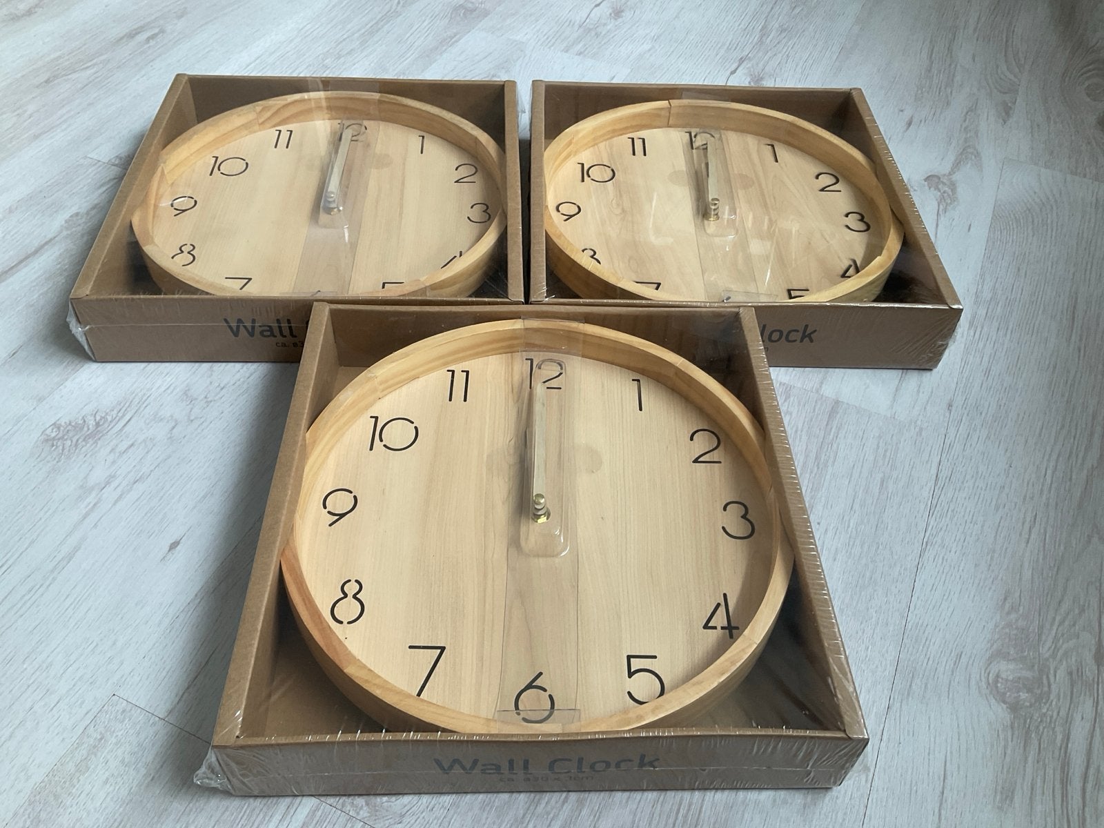 Nieuwe houten wandklokken - set van 3, Ophalen, Wandklok, Bruin, Analoog