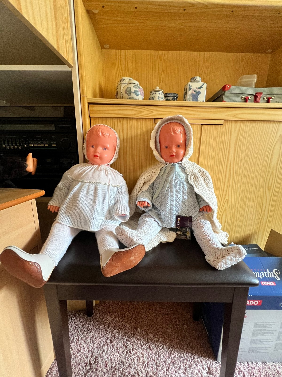 Vintage Babypoppen Set - Twee Antieke Poppen met Kleding, Verzamelen, Poppen, Ophalen of Verzenden, Gebruikt, Babypop