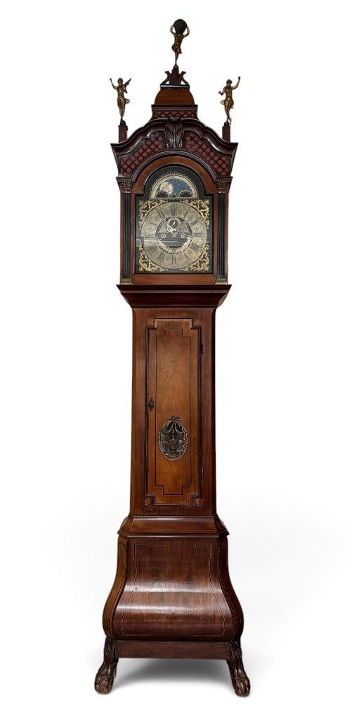 511. Mahoniehouten staand horloge, Groningen, 18e eeuw, Antiek en Kunst, Ophalen of Verzenden