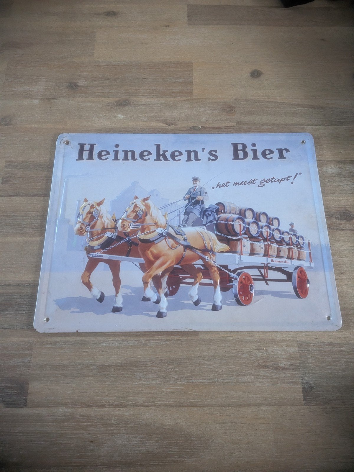 Heineken's Bier Reclamebord - Vintage Look, Verzamelen, Ophalen of Verzenden, Gebruikt, Reclamebord