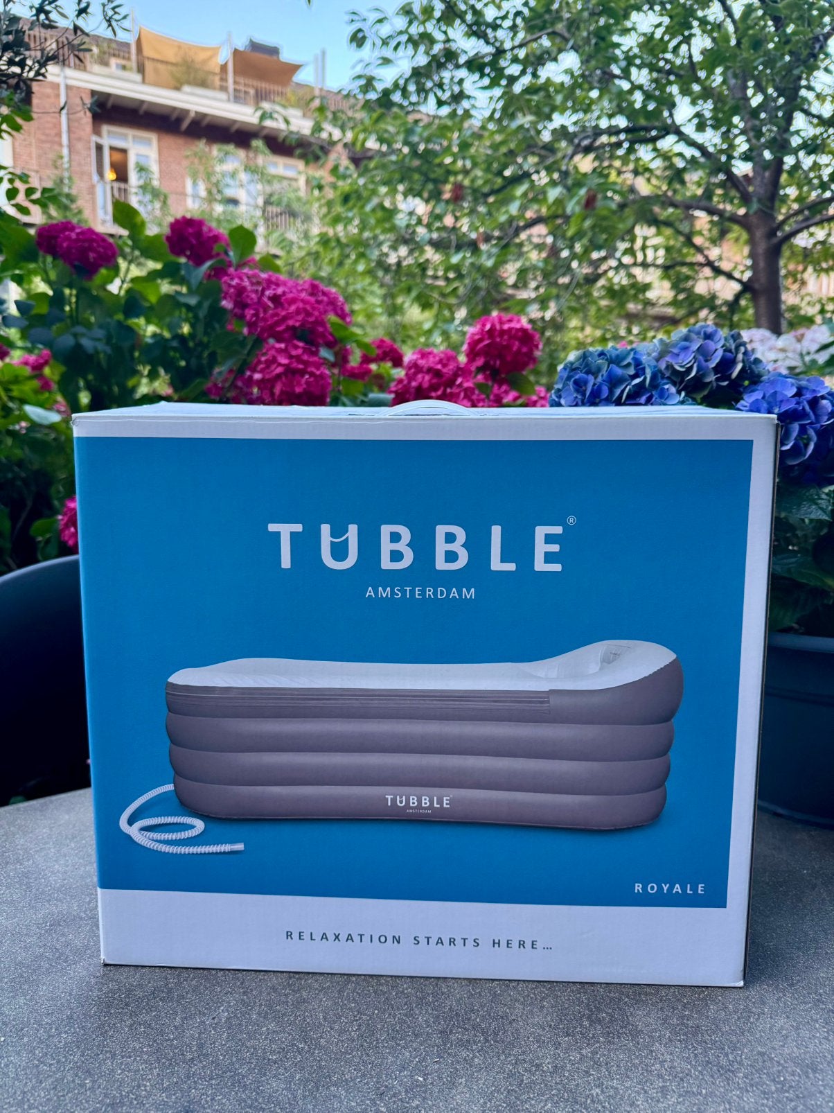 Tubble Royale - Opblaasbaar bad - incl toebehoren, Ophalen of Verzenden, Zo goed als nieuw, Grijs