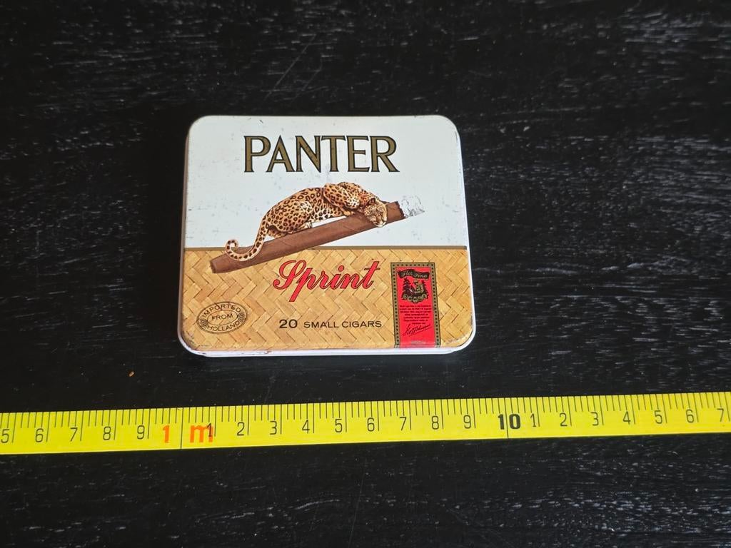 Vintage Panter Sprint sigarenblikje, Verzamelen, Blikken, Gebruikt, Overige, Overige merken, Ophalen of Verzenden