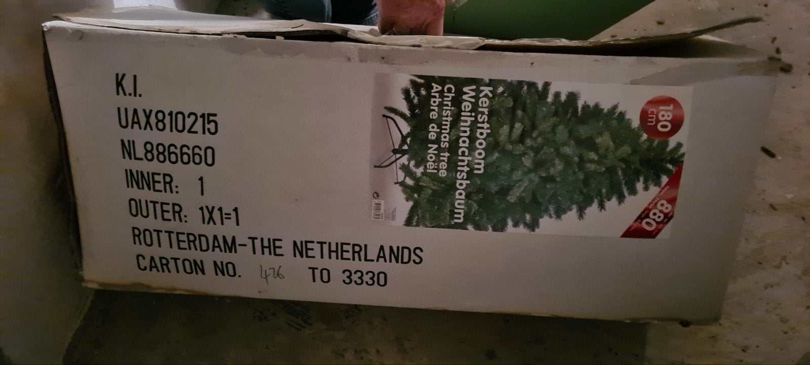 Mooie Kunst kerstboom compleet met voetstuk, Diversen, Kerst, Ophalen, Gebruikt