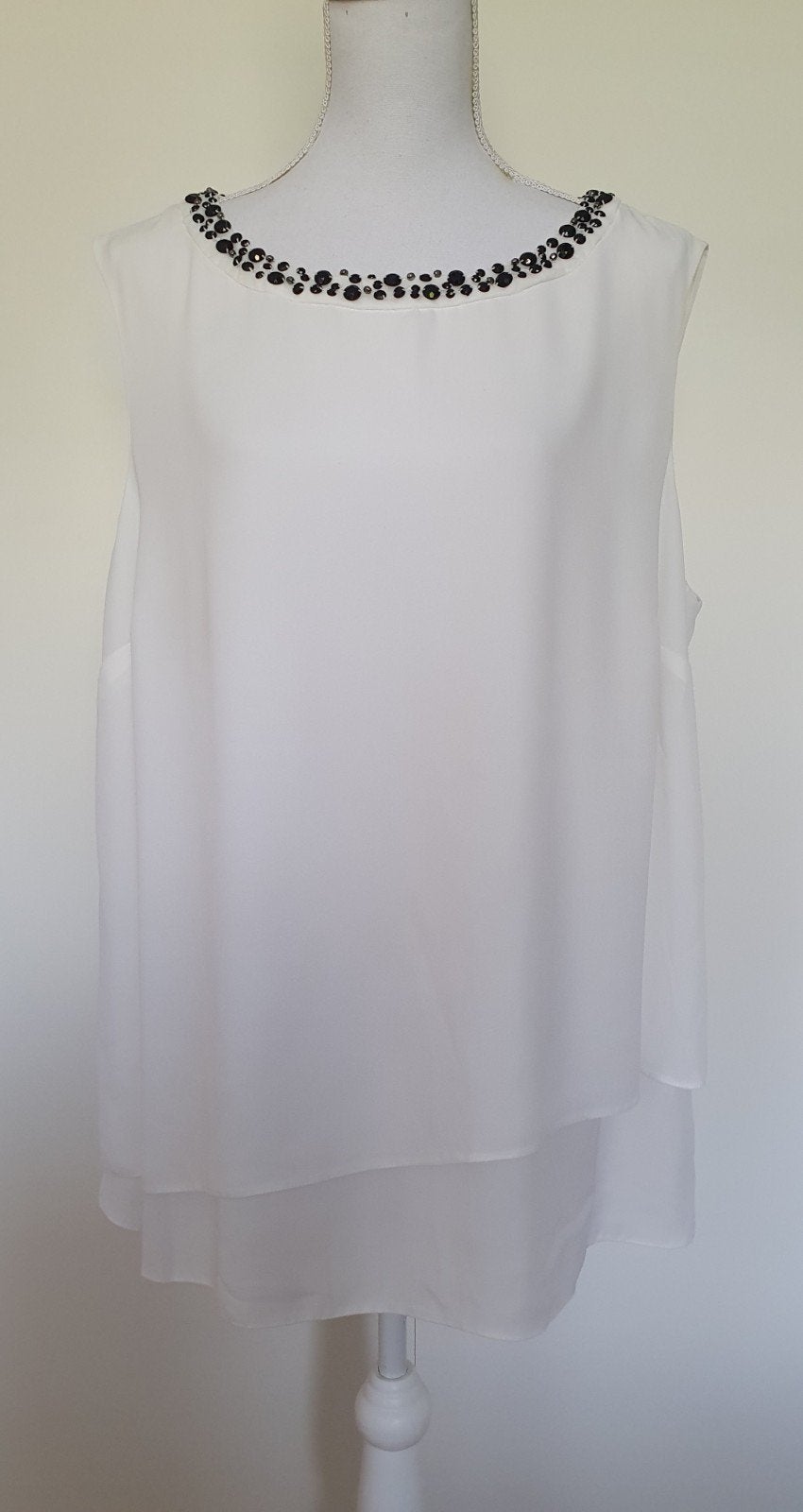 witte 2 laagse top van Your Sixth Sense mt XXL met steentjes, Your Sixth Sense, Wit, Zo goed als nieuw, Shirt of Top