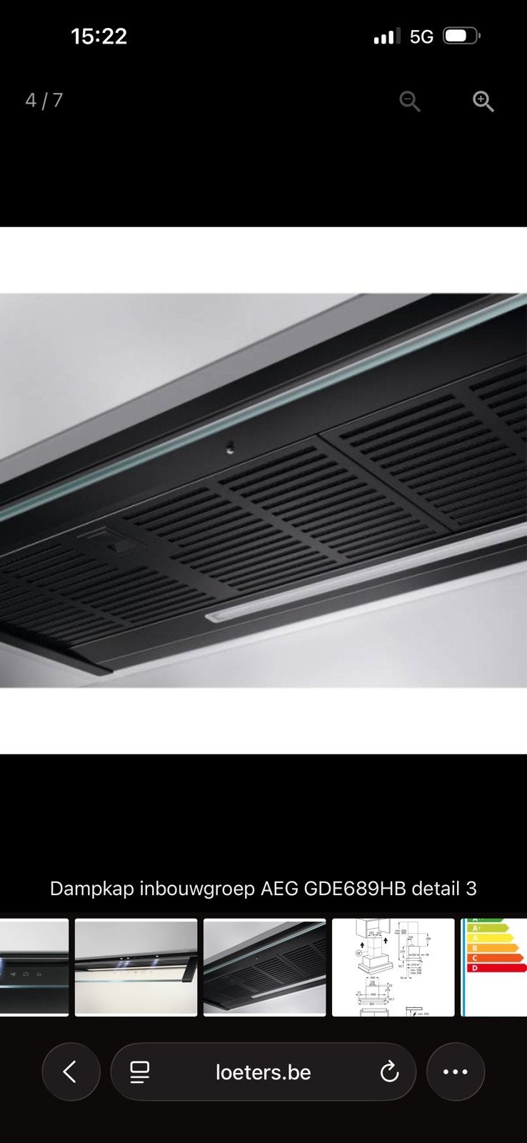 AEG GDE689HB – geïntegreerde dampkap/afzuigkap van 90cmzwart, Witgoed en Apparatuur, Ophalen, Nieuw
