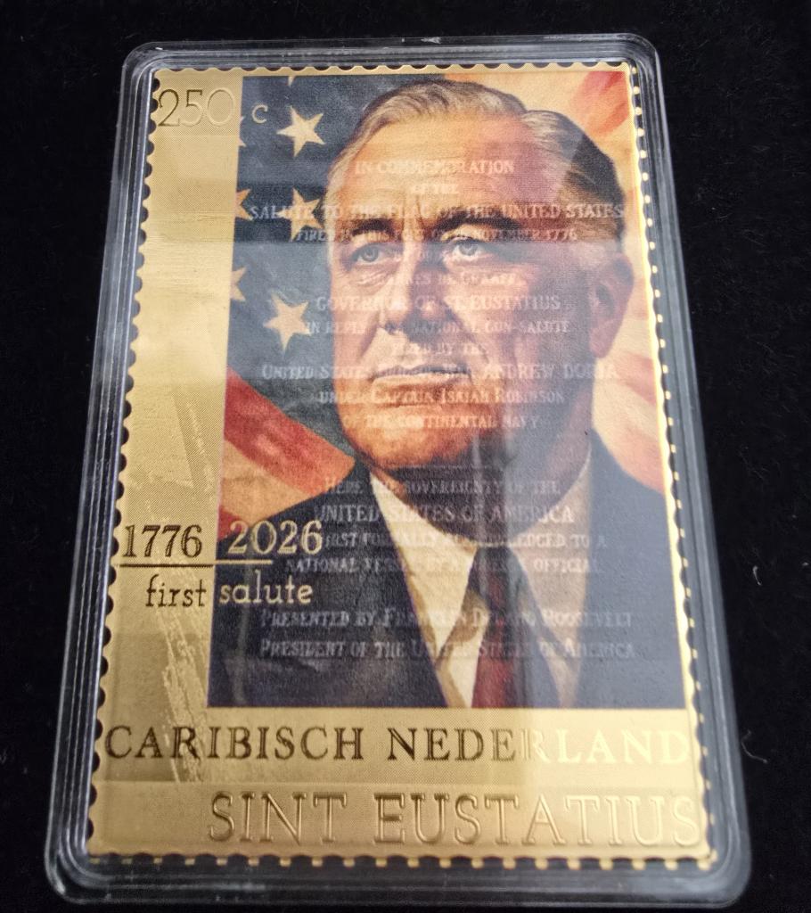 Gouden postzegel First Salute President F.D. Roosevelt, Postzegels en Munten, Postzegels | Nederland, Ophalen of Verzenden, Na 1940