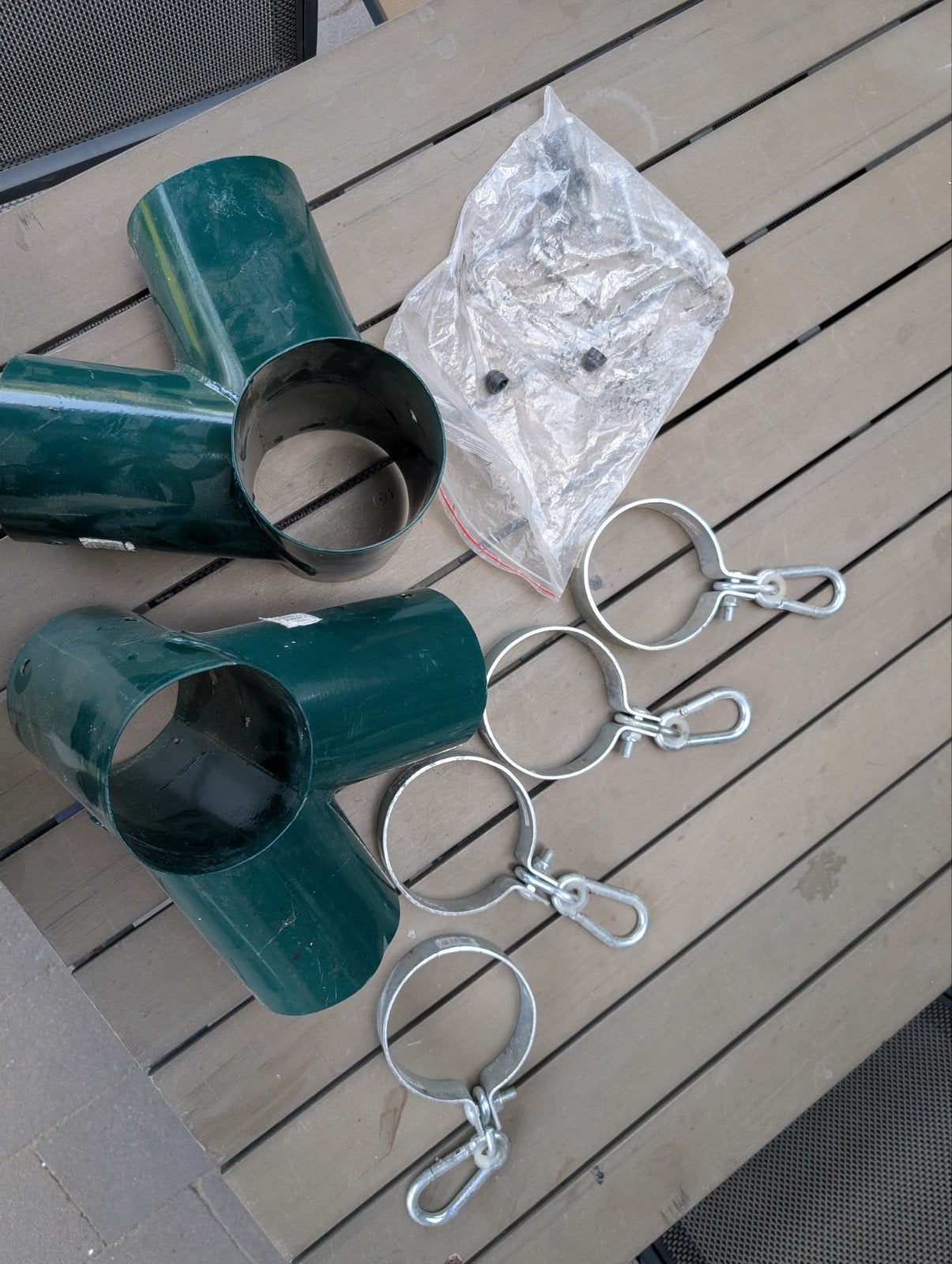Hoekverbinding recht voor ronde paal 3 x 120mm met schommel, Ophalen, Nieuw, Schommel, Aanbouwonderdeel