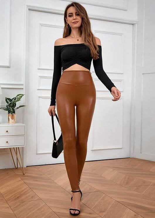 Pinned By K Leatherlook Legging Cognac maat XS tm XL (353), Legging, Bruin, Nieuw, Pinned By K