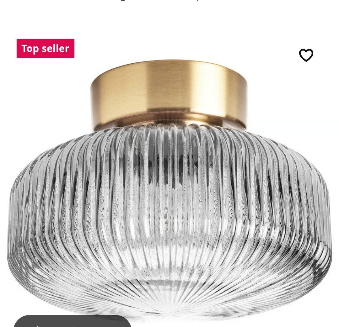 IKEA SOLKLINT plafondlamp - Modern design met geribbeld glas, Modern, Meerkleurig, E14 (klein), Ophalen of Verzenden