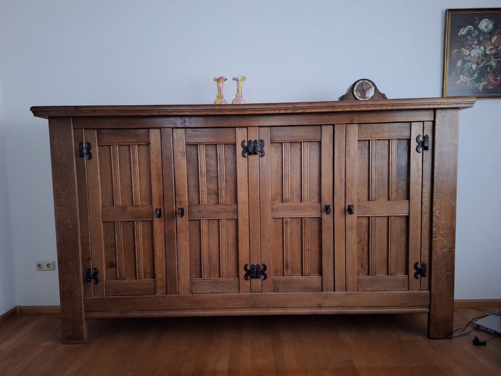 massief eiken kast. hoog 152cm, breed 265cm diep 56cm, Ophalen, 50 tot 75 cm