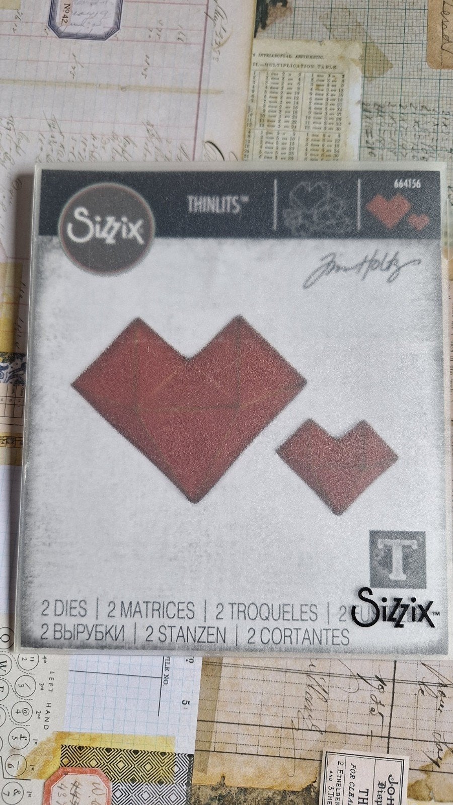 Sizzix Thinlits Stansset - 2 Harten (Tim Holtz), Gebruikt, Verzenden, Overige thema's, Gereedschap of Toebehoren