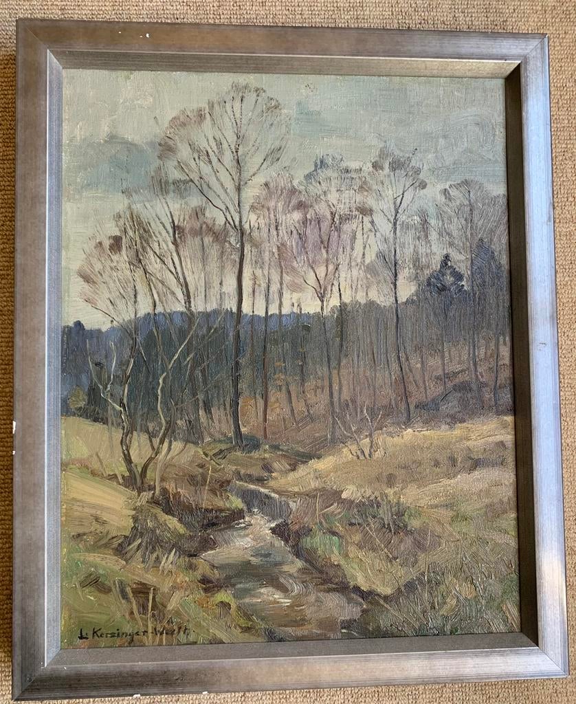 landschap bomen en beek van Lilly Kerzinger-Werth, Antiek en Kunst, Kunst | Schilderijen | Klassiek, Ophalen
