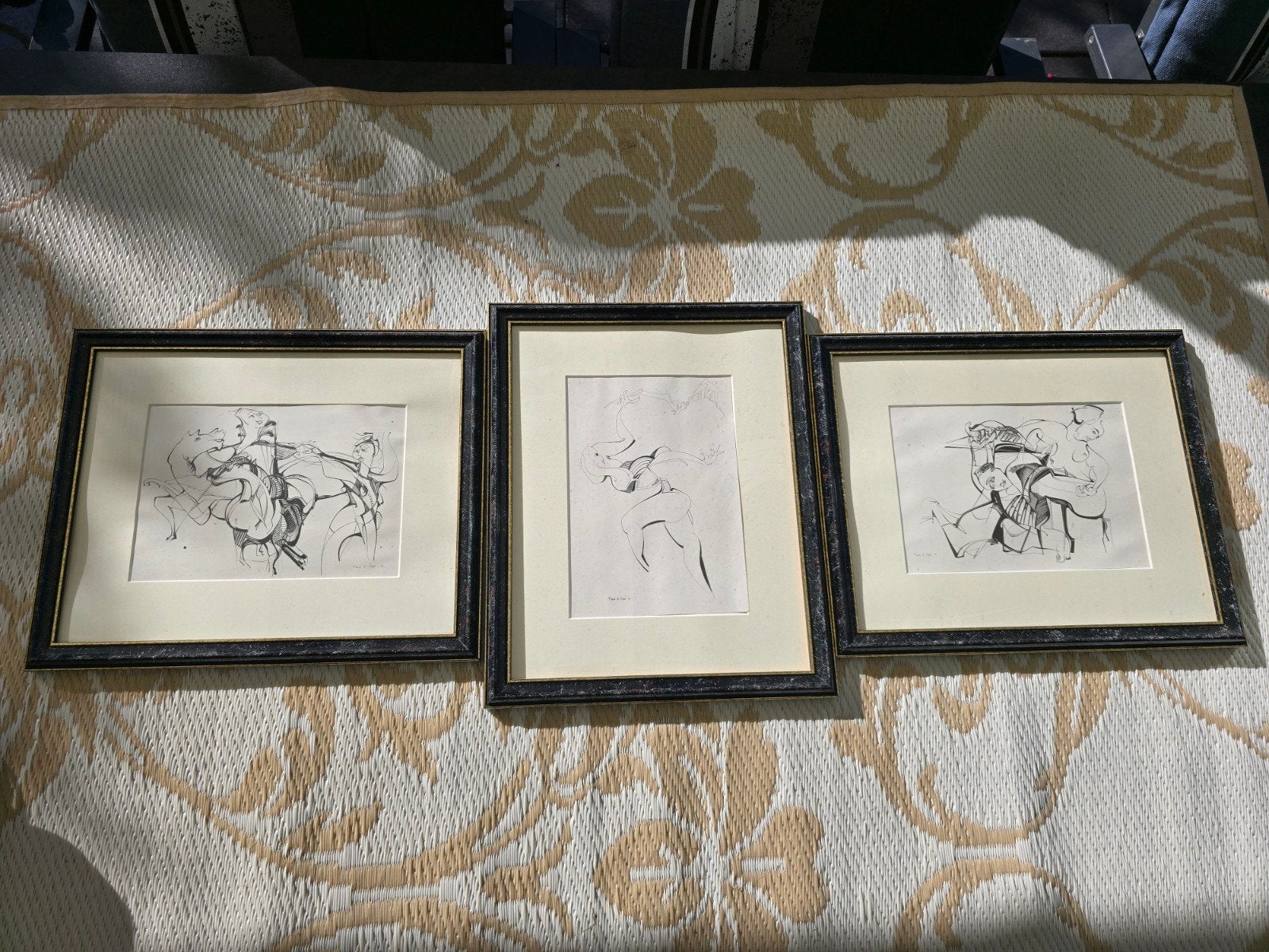 Drie aquarel tekeningen Marco Di Piazza, Ophalen, Tekening, Aquarel, Ingelijst