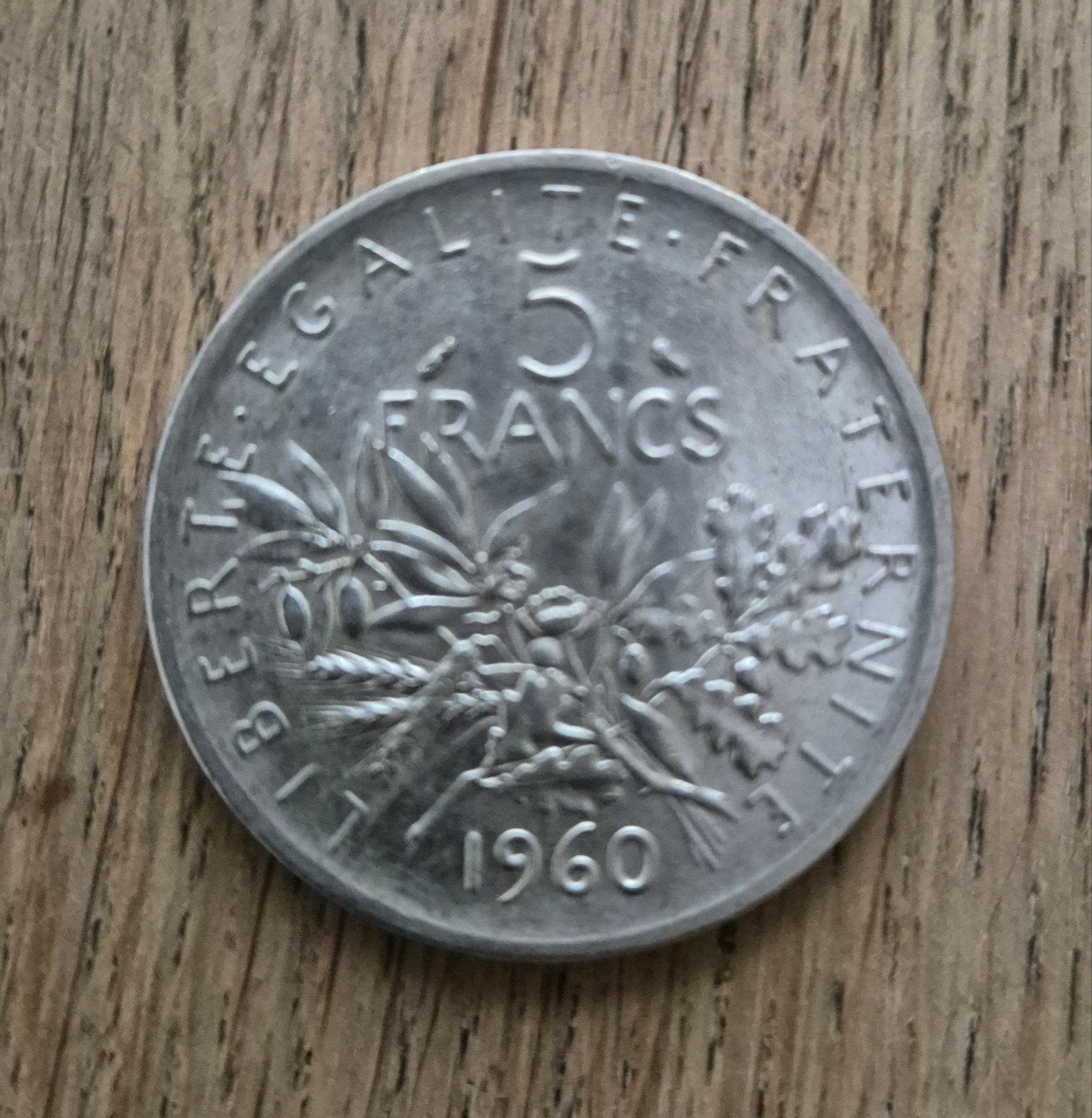 Zilveren 5 Francs munt uit Frankrijk, 1960, Ophalen of Verzenden, Frankrijk