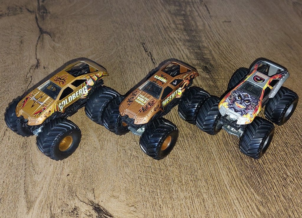 Hot Wheels Monster Jam GOLDBERG - T MEENTS - MAX DESTRUCTION, Ophalen of Verzenden, Zo goed als nieuw, Auto