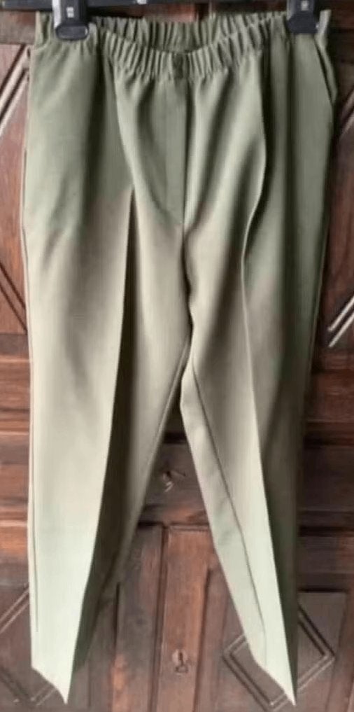 Groene damesbroek, broek elastieke taille 38-51 cm; KLAUS, Maat 38/40 (M), Ophalen of Verzenden, Zo goed als nieuw, Lang