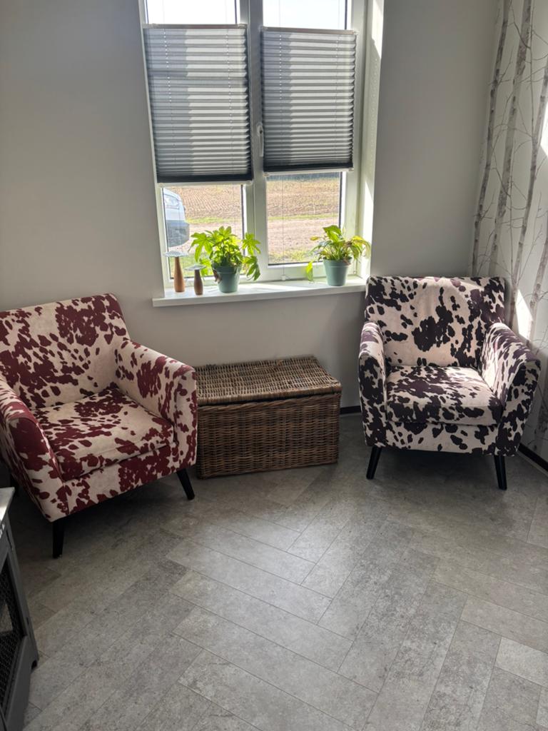 Mooie design stoelem, Ophalen of Verzenden, Zo goed als nieuw, 75 tot 100 cm, Stof