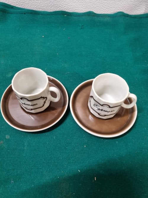 Espresso kopjes en schotel twee stellen retro, Ophalen of Verzenden, 'T Olde Gre-j, Info@toldegrej.nl, Endepoelstraat 20f Didam