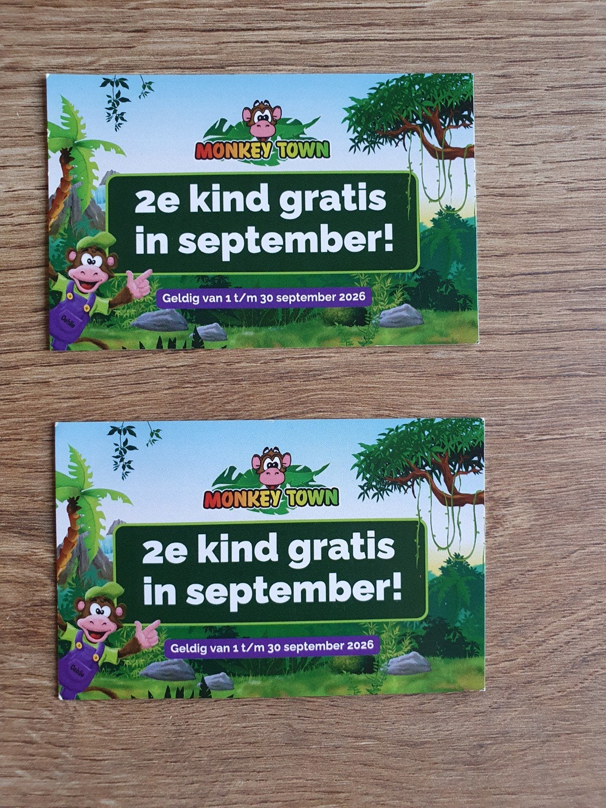 Entree kaartjes monkey town, Twee personen, Ticket of Toegangskaart