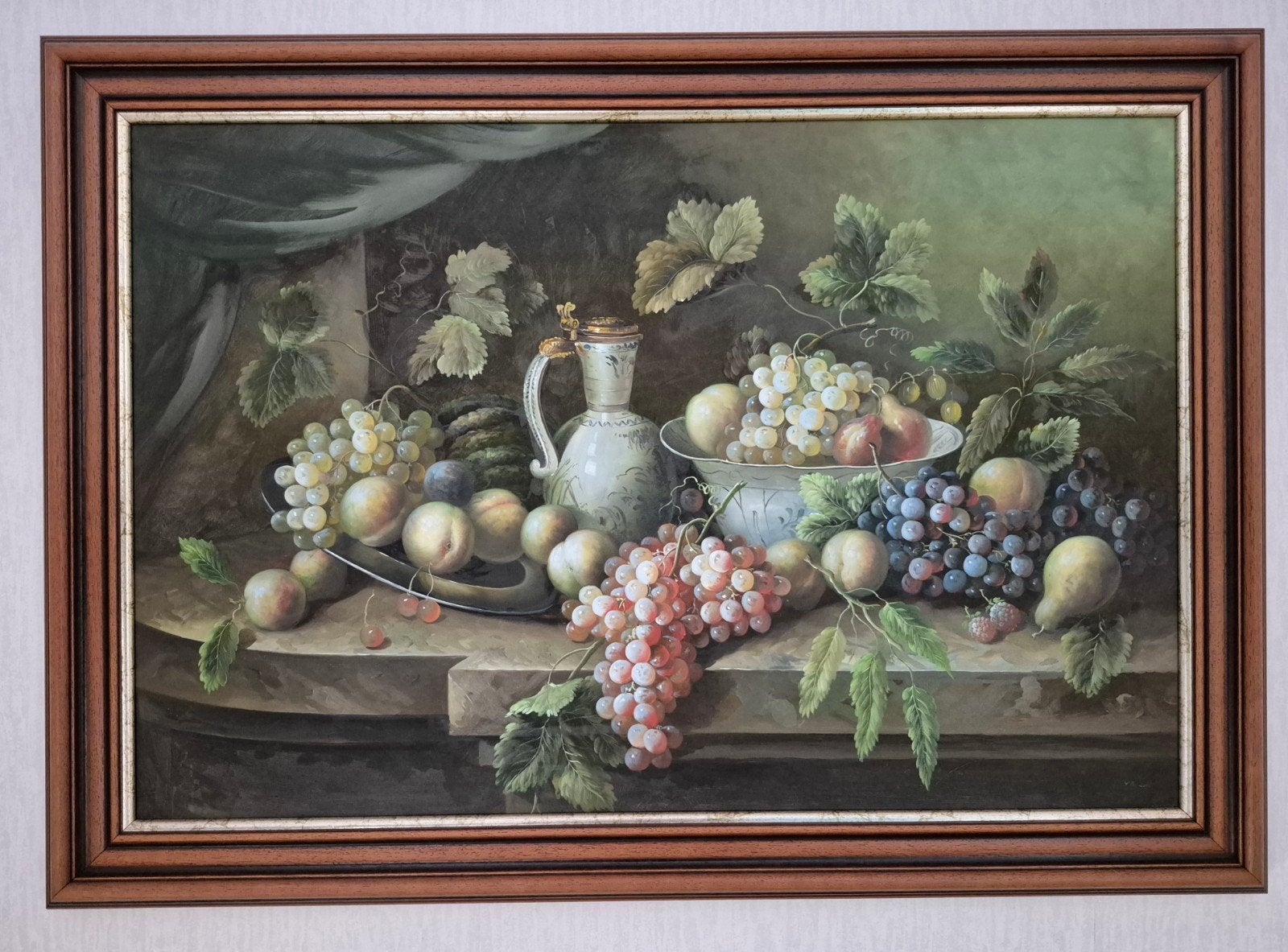 Schilderij klassiek stilleven, gesig. "J.Bouwes", 104cmx74cm, Ophalen