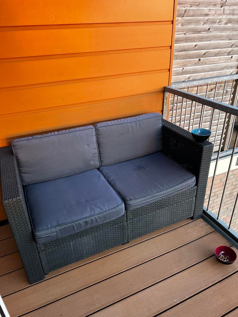 Wicker loungeset 4 zits + tafel + opbergbox | Perfecte sta, Ophalen of Verzenden, Zo goed als nieuw, Loungeset, Wicker
