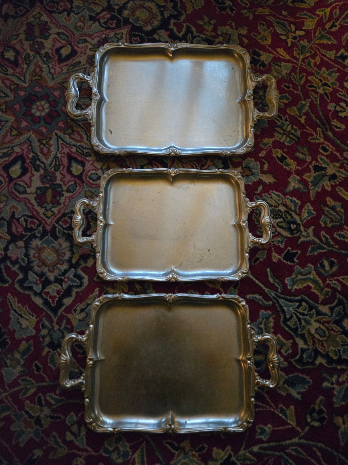 3 dienbladen zilverkleurig, Antiek en Kunst, Ophalen of Verzenden