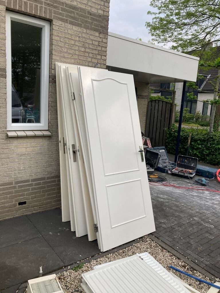 7 degelijke zware opdek binnendeuren 211,5 met deurbeslag, Doe-het-zelf en Verbouw, Deuren en Horren, Ophalen, Gebruikt, 80 tot 100 cm