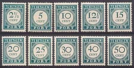 Curacao Port 34/43 ongebruikt 1948-49, Ophalen of Verzenden, Postfris