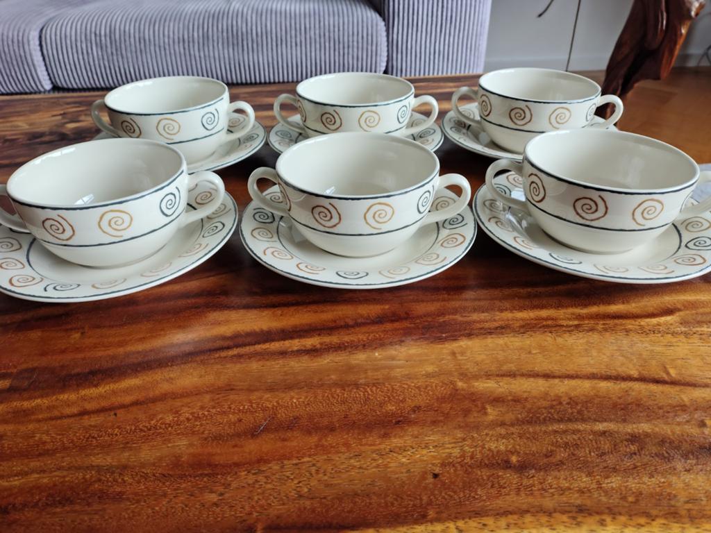 Royal Orchid Soepkommen en Schotels - 6 sets, Ophalen of Verzenden