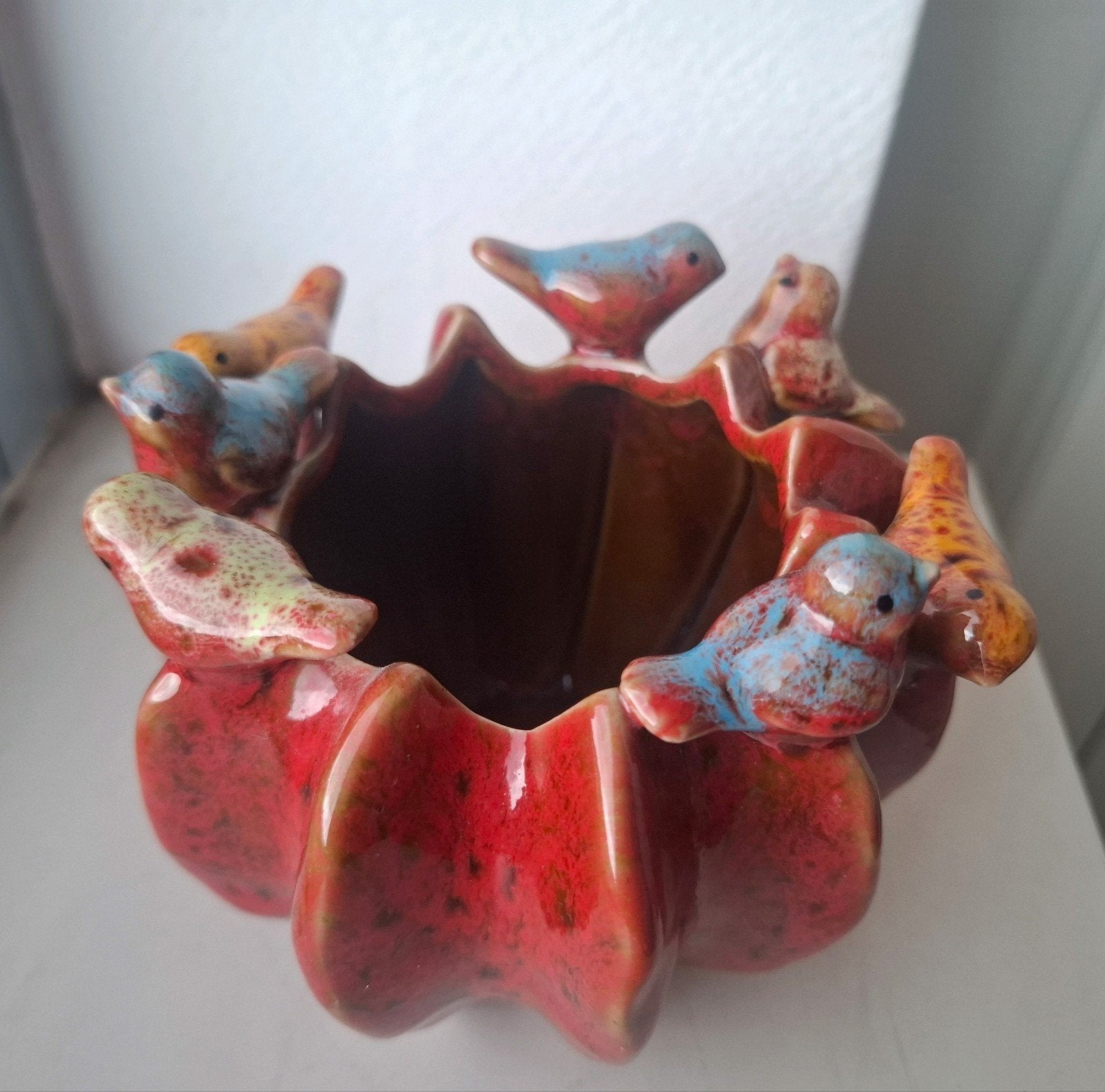 Rode pot Barbados "vogelpot", Ophalen of Verzenden