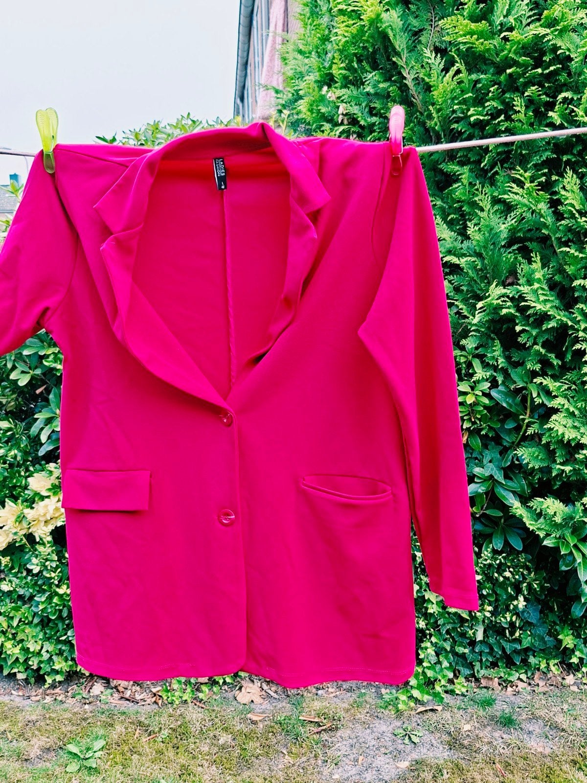 Blazer felroze met zakken en split maat l 40, Maat 38/40 (M), Zo goed als nieuw, Jasje, Roze