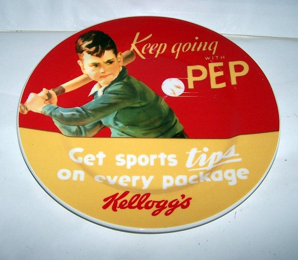 Groot Vintage Kellog's bord. Izgs., Overige merken, Keramiek, Vintage, Ophalen of Verzenden