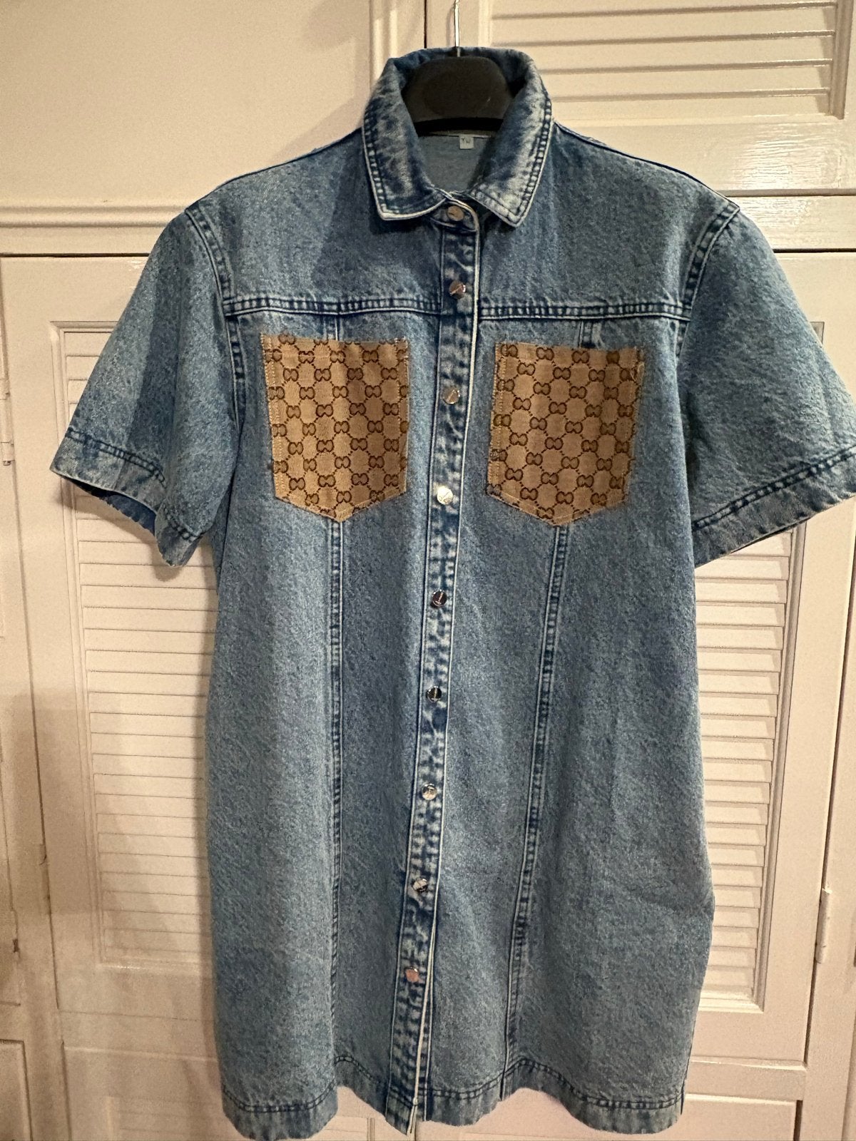 Denim jurk met Gucci-stijl zakken een maat nieuw, Kleding | Dames, Maat 38/40 (M), Blauw, Nieuw, Ophalen of Verzenden