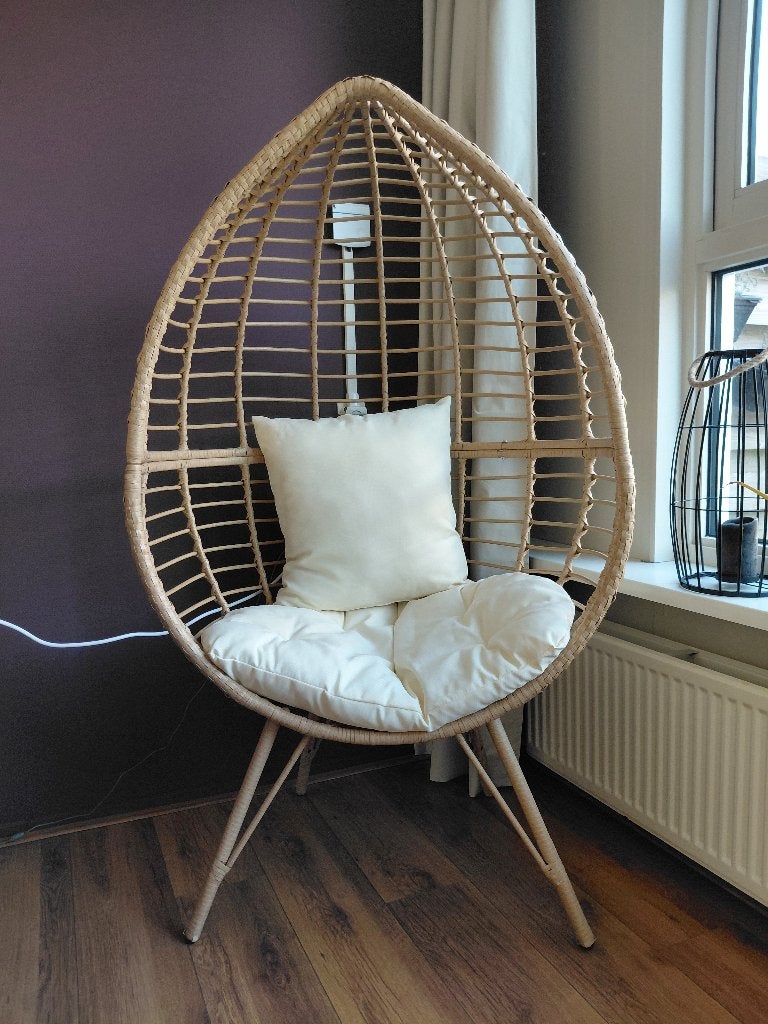 Rieten/rotan eivormige stoel, Ophalen, Overige kleuren, Riet of Rotan, Zo goed als nieuw
