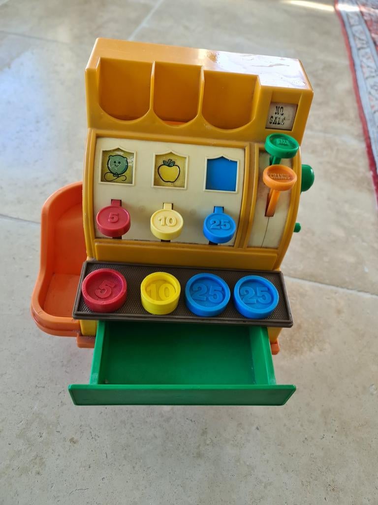 Vintage Fisher-Price Kassa met Munten - Retro Speelgoed, Ophalen of Verzenden, Gebruikt, Overige typen