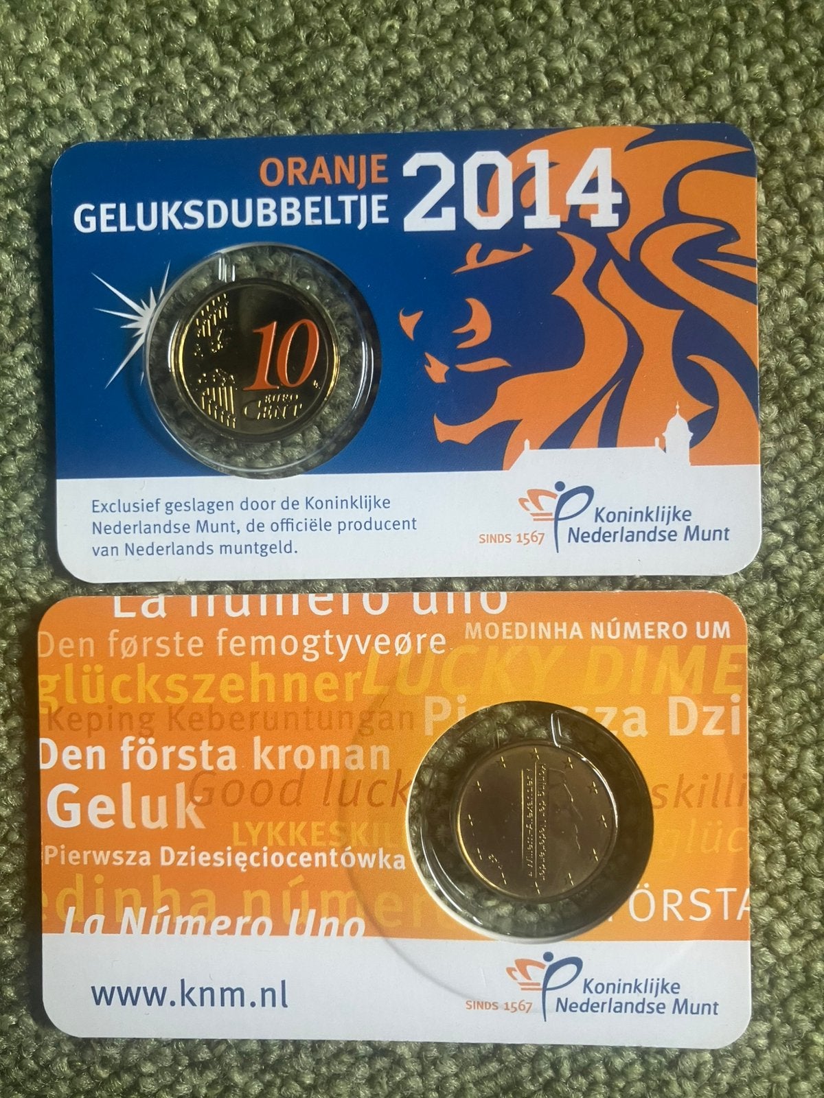 Coincard Oranje Geluksdubbeltje 2014, Verzenden, 10 cent