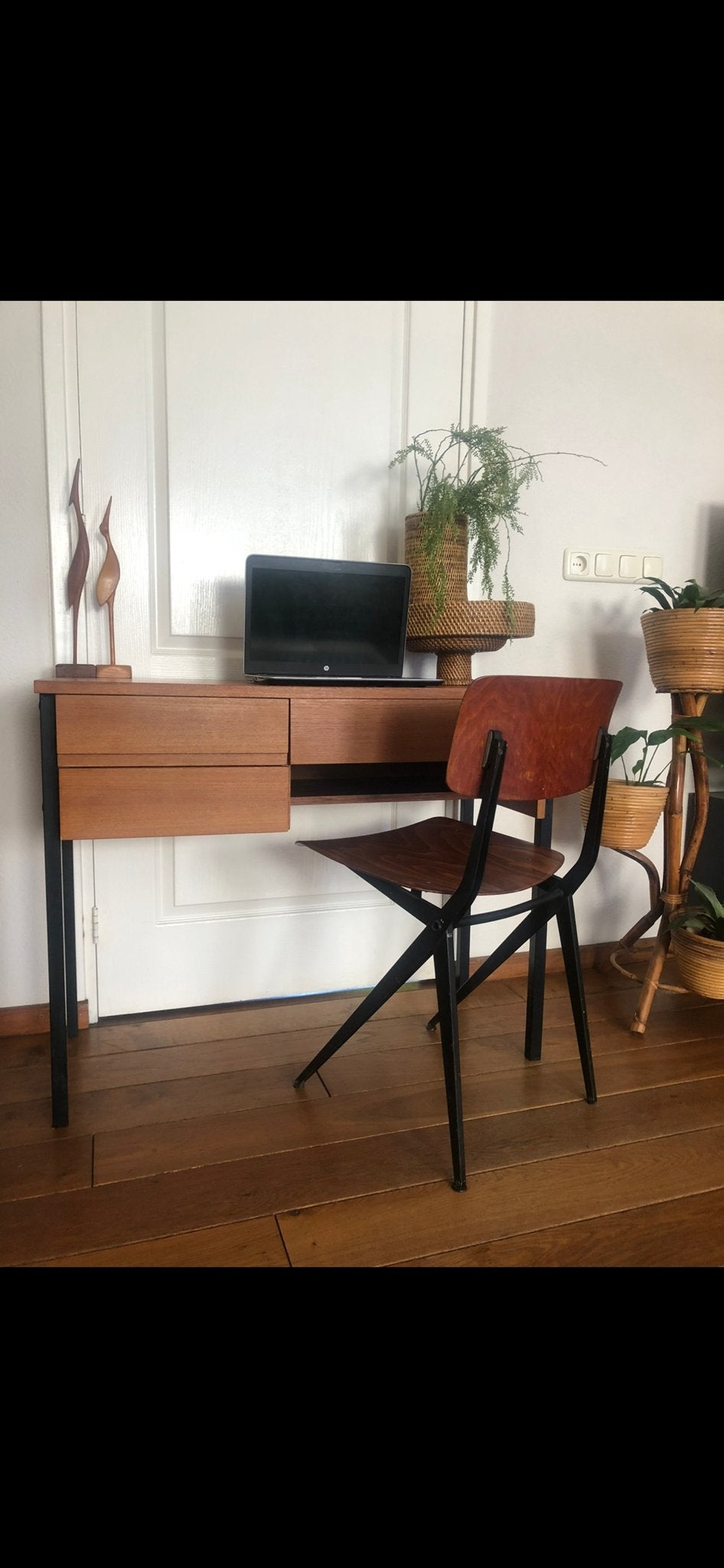 Vintage bureau / kaptafel met lades - Hout en Metaal, Ophalen, Overige typen, Gebruikt, Hout