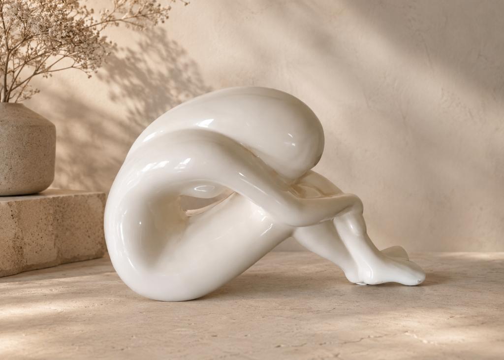 Jaru pottery, wit keramisch beeld van naakt, vintage, Ophalen of Verzenden, 20 - 50 cm, Beeld, Vrouw